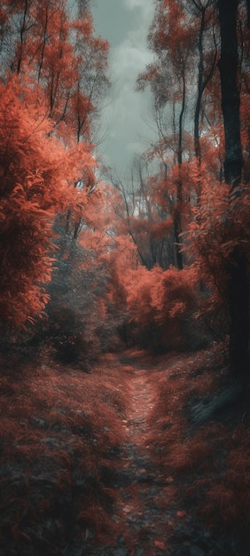 Rode bomen in het bos