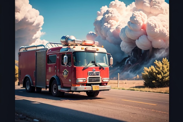 Rode brandweerauto Brandpreventie Control Disaster Speciaal voertuig Behang achtergrond illustratie