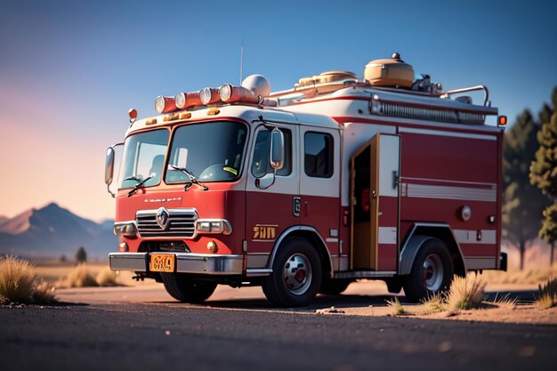 Rode brandweerauto Brandpreventie Control Disaster Speciaal voertuig Behang achtergrond illustratie