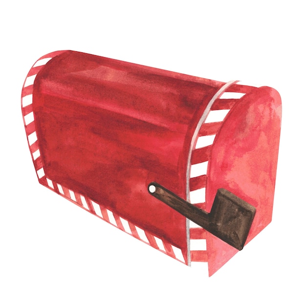 Rode brievenbus voor brieven Aquarel illustratie op een witte achtergrond Isoleren