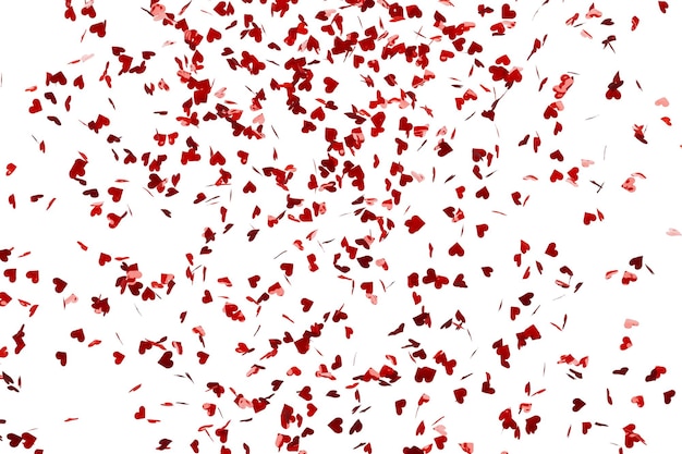 Rode confetti in de vorm van harten geïsoleerd 3D-rendering