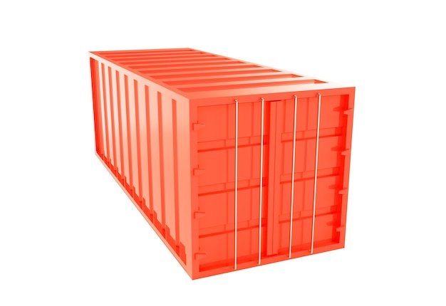 Rode container, witte snijachtergrond 3d render