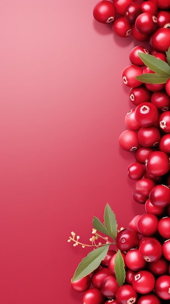 Rode cranberries vrucht verse blad kopie ruimte generatieve ai