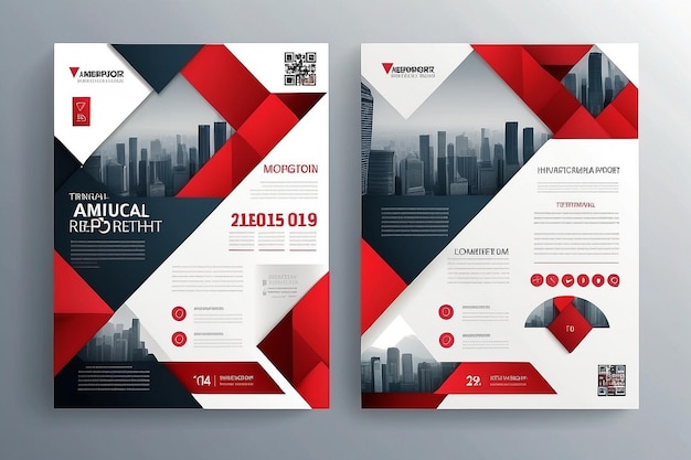 Rode driehoek bedrijfsjaarverslag brochure flyer ontwerp sjabloon vector folders omslag