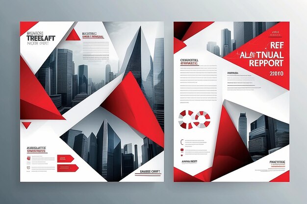 Foto rode driehoek bedrijfsjaarverslag brochure flyer ontwerp sjabloon vector