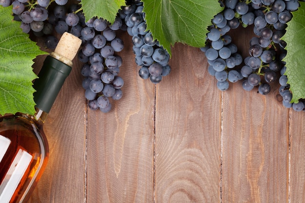 Rode druif en wijnfles