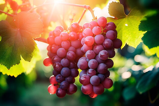 Foto rode druiven op een tak van een wijnstok