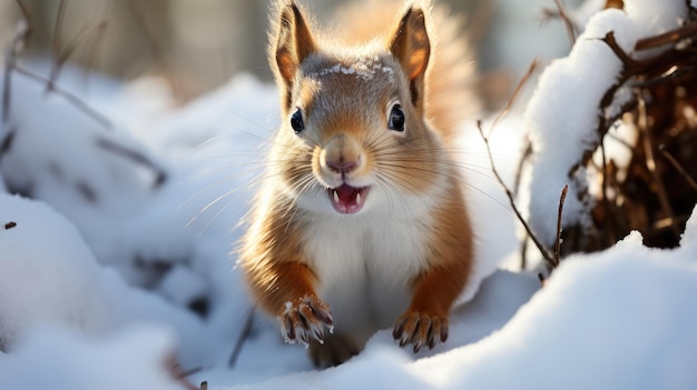 Rode eekhoorn die in Finland springt