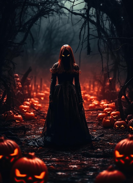 Rode en angstaanjagende halloween met de heks.