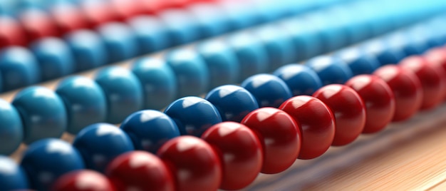 Rode en blauwe abacus close-up concept van financiën
