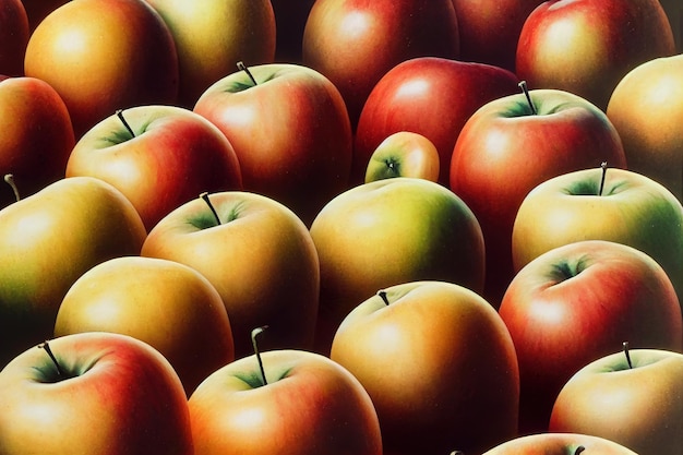 Rode en gele appels op de markt