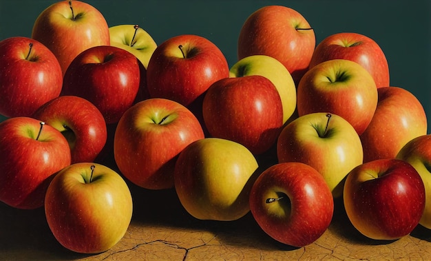 Rode en gele appels op de markt
