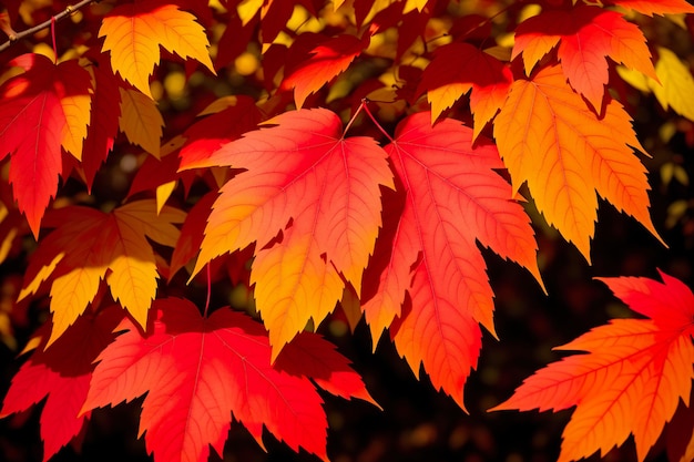 Rode en gele bladeren in de herfst