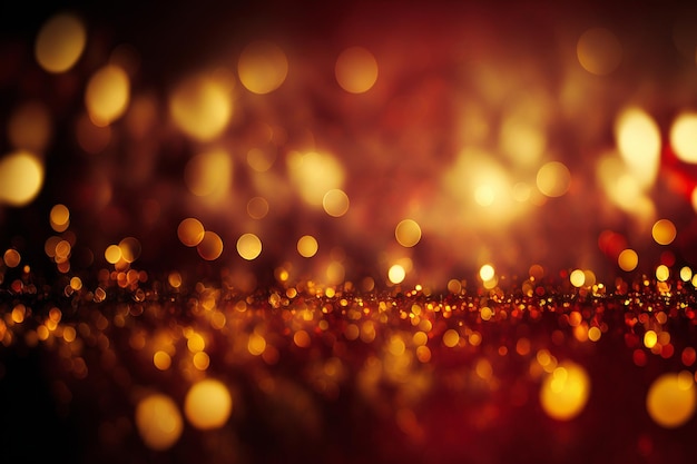 Rode en gouden glinsterende met bokeh lichten abstracte achtergronden