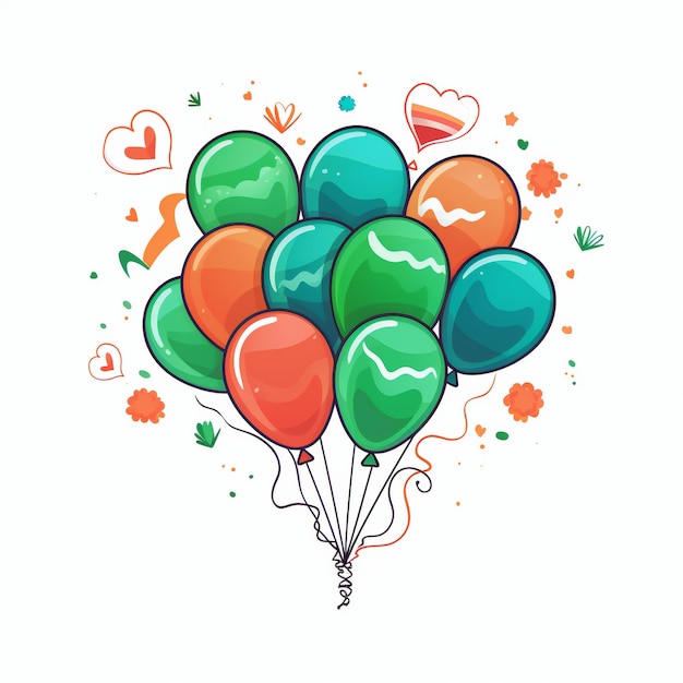 Foto rode en groene ballonnen doodle clipart