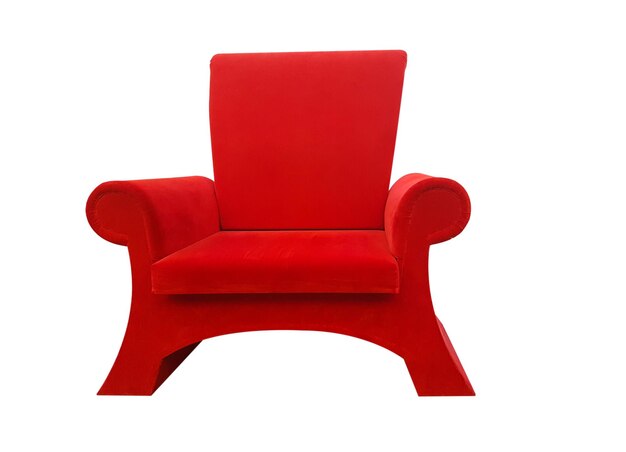 Rode en grote fauteuil van de kerstman geïsoleerd op een witte achtergrond
