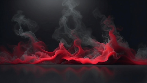 Rode en zwarte rook op de donkere achtergrond Futuristische rokerige banier