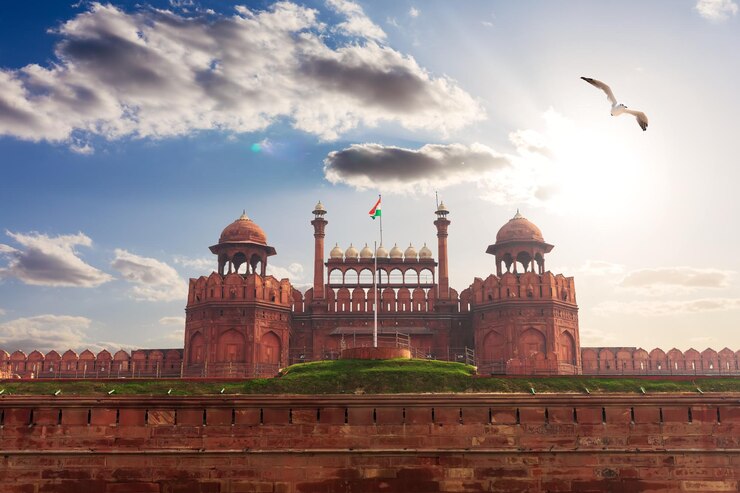 Rode Fort van Delhi India beroemde bezienswaardigheid