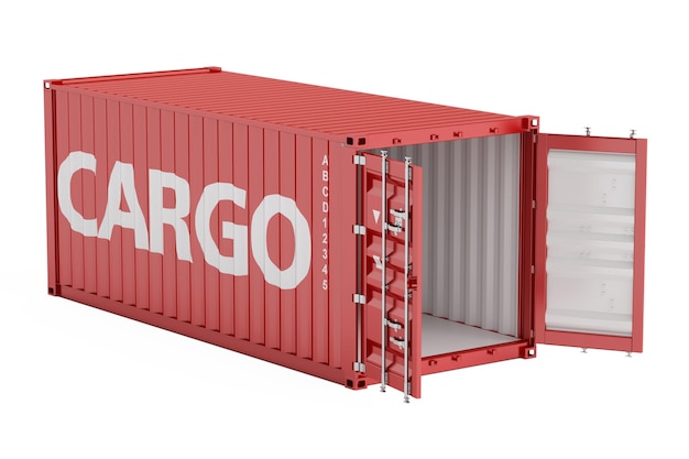 Rode geopende lege vrachtcontainer 3D-weergave