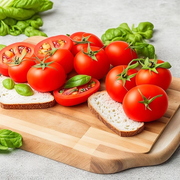 Rode gesneden tomaten op brood