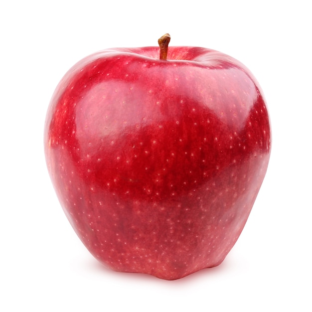 Rode glanzende appel geïsoleerd op een witte achtergrond met uitknippad. een vrucht.