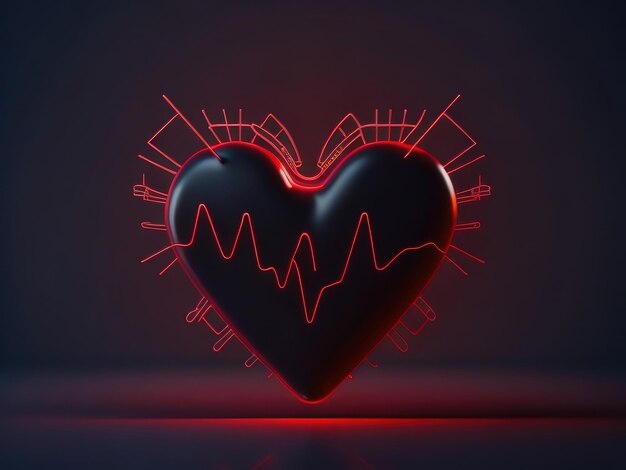 Foto rode gloeiende neon hartpuls achtergrond
