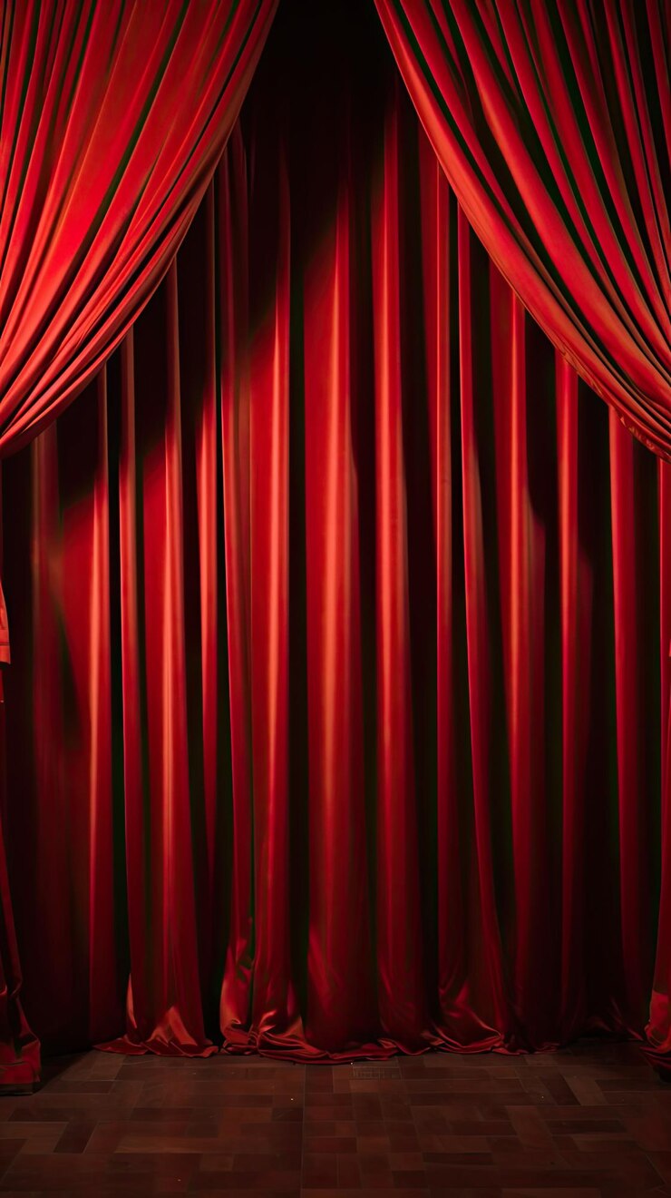 Rode gordijnen in een theater