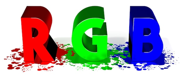 Rode groene en blauwe letters en verfspatten