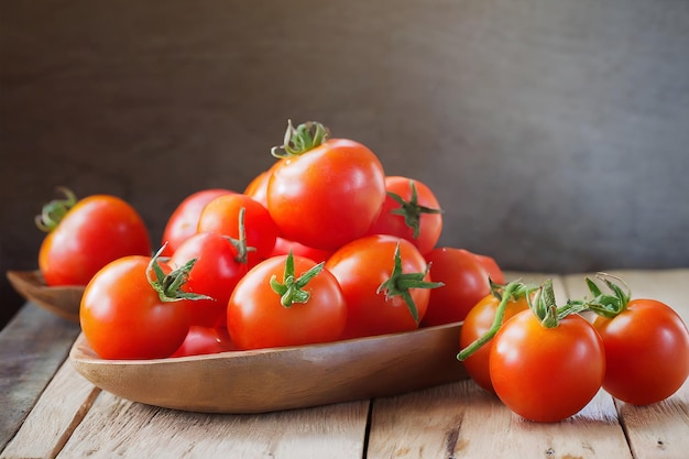 rode groep tomaten op een houten tafel