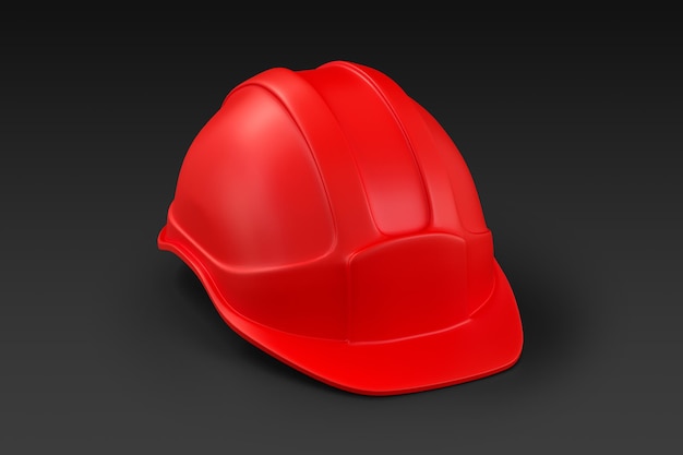 Rode harde helm geïsoleerd op zwarte achtergrond 3D-rendering