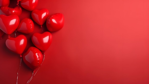 Rode hartballons op een rode achtergrond