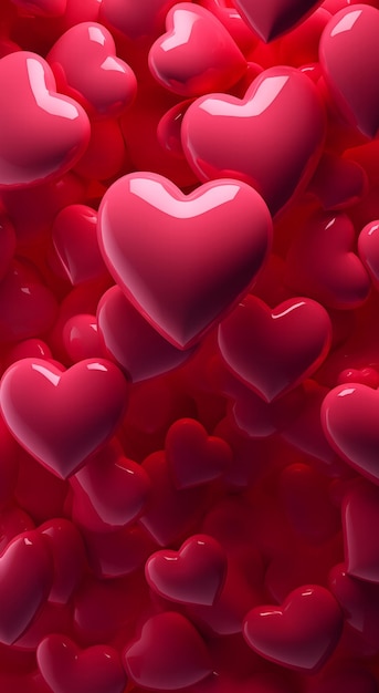 rode harten worden gerangschikt in talrijke patronen