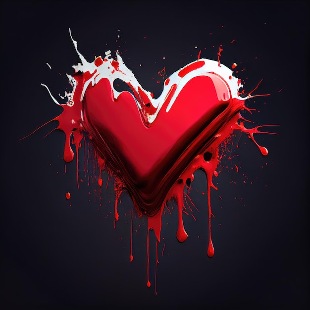 Rode hartvorm op donkere zwarte achtergrond Valentijnsdag en romantiek concept Digitale kunst illustratie thema Generatieve AI