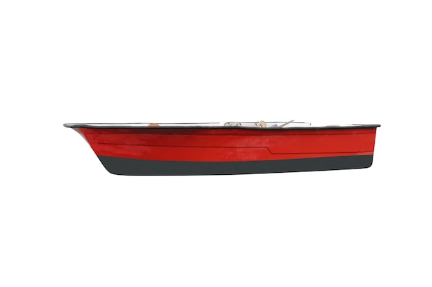 Rode houten vissersboot geïsoleerd op wit