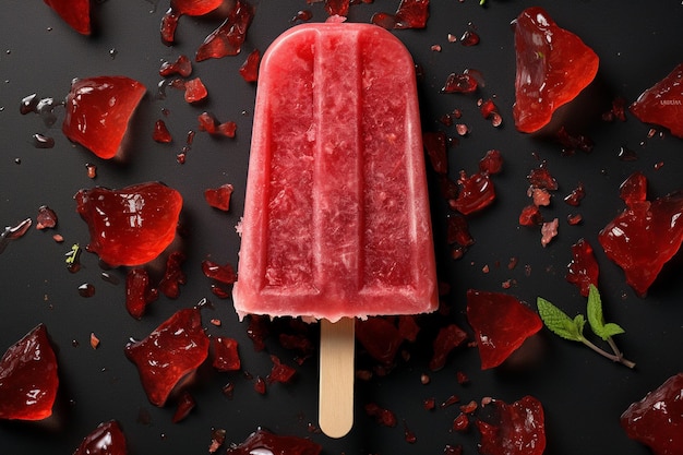 Foto rode ijslolly op een stokje generatief van ai