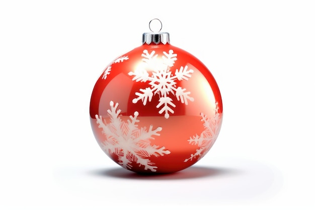 Rode kerstbal geïsoleerd op witte achtergrond met clipping pad 3D illustratie