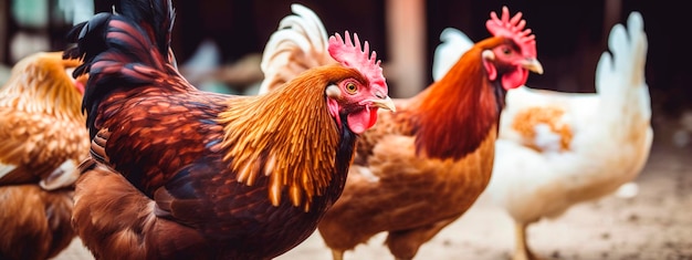 Rode kippen op de boerderij Generatieve AI