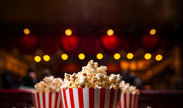 Rode kom vol popcorn op rood Bioscoopachtergrond voor film TV televisiekijken Concept film