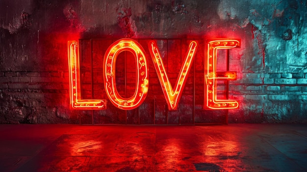 Rode LED Love concept creatieve horizontale kunstposter