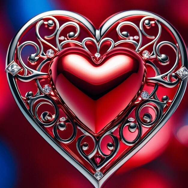 Rode Metalic liefde hart abstracte achtergrond