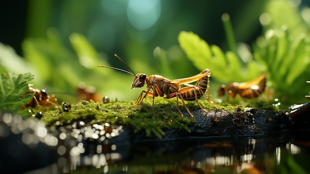 rode mier op een groene achtergrond