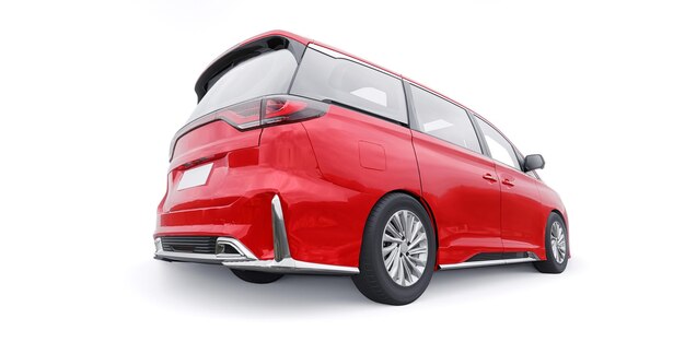 Rode minibus gezinsauto Premium Business Car 3D illustratie