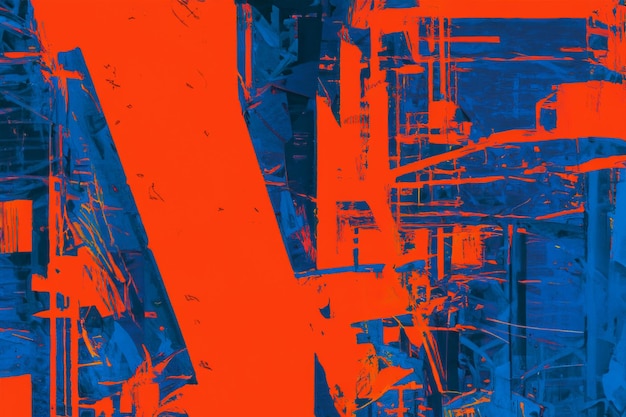 Rode oranje-blauwe tonen Industriële ontwerp omarmt rauw