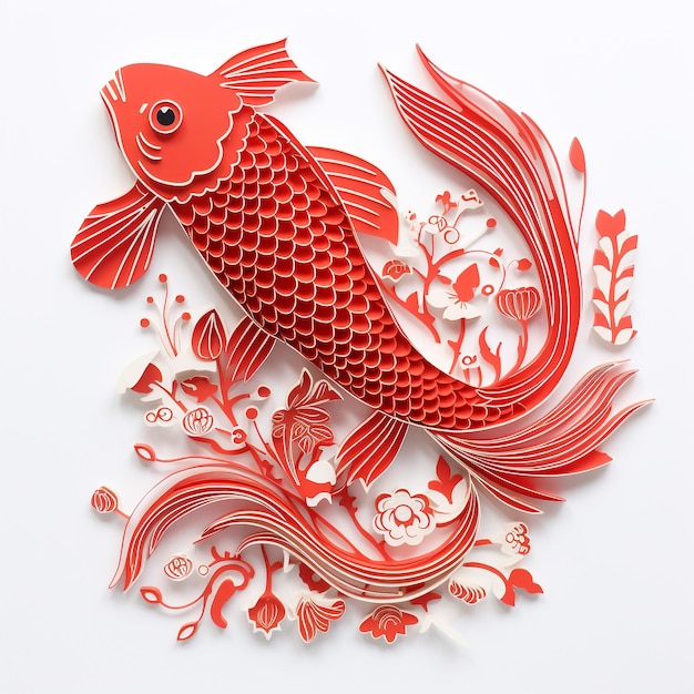 Rode papier snijden Koi voor het Chinese Nieuwjaar