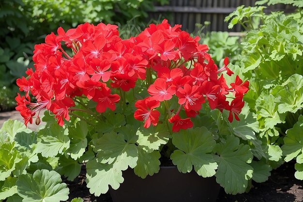 Foto rode pelargonium in de tuin