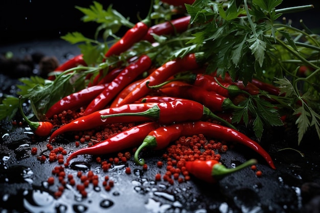 Rode peper hete chilipeper Capsicum annuum scherpe specerij De smaak smaakt scherp en brandend Vitaminen Organica eco