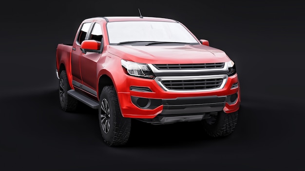 Rode pick-up op een zwarte