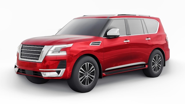 Rode Premium Familie SUV-auto geïsoleerd op een witte achtergrond 3D-rendering