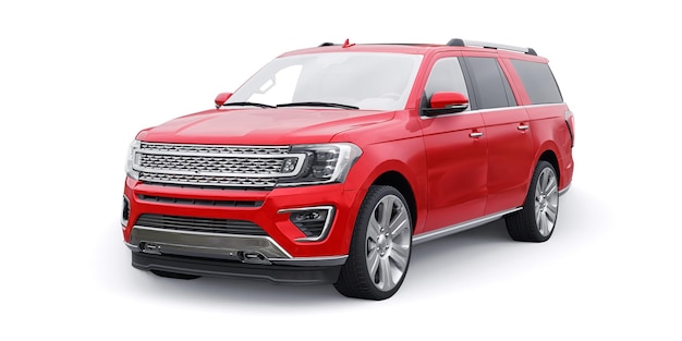 Rode Premium Familie SUV geïsoleerd op een witte achtergrond 3D-rendering