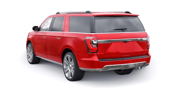 Rode Premium Familie SUV geïsoleerd op een witte achtergrond 3D-rendering